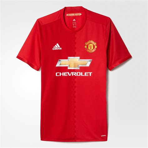 adidas men's manchester united 16 17 red replica home top